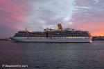 ID 6752 ARCADIA (2005/83781grt/IMO 9226906) sails at sunset from Auckland, New Zealand following her second visit to the 